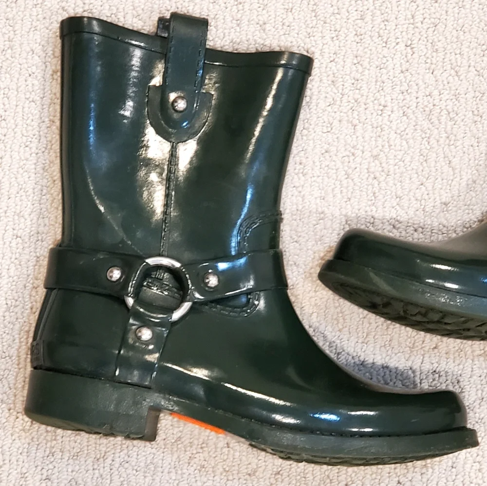 Michael Kors Forest Green Stormy Short Rain Boots, Wms 9, Good Cond.